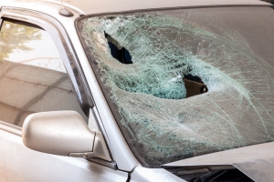 smashed car windshield